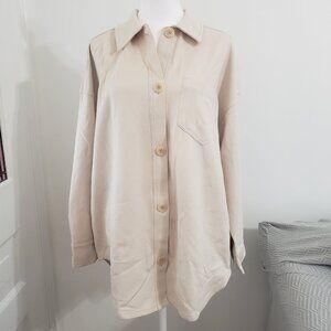 Madewell Ponte Oversized Shirt Jacket Button Down Cream Size: Small